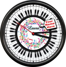 Personalized Your Name Piano Pianist Music Room Teacher Sign Shop Wall Clock