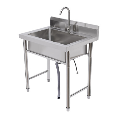 Kitchen Sink Stainless Steel Commercial 1 Compartment Utility Sink With Faucet