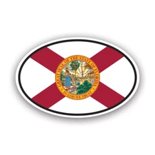Florida Flag Oval Sticker Decal - Weatherproof - v4 fl euro