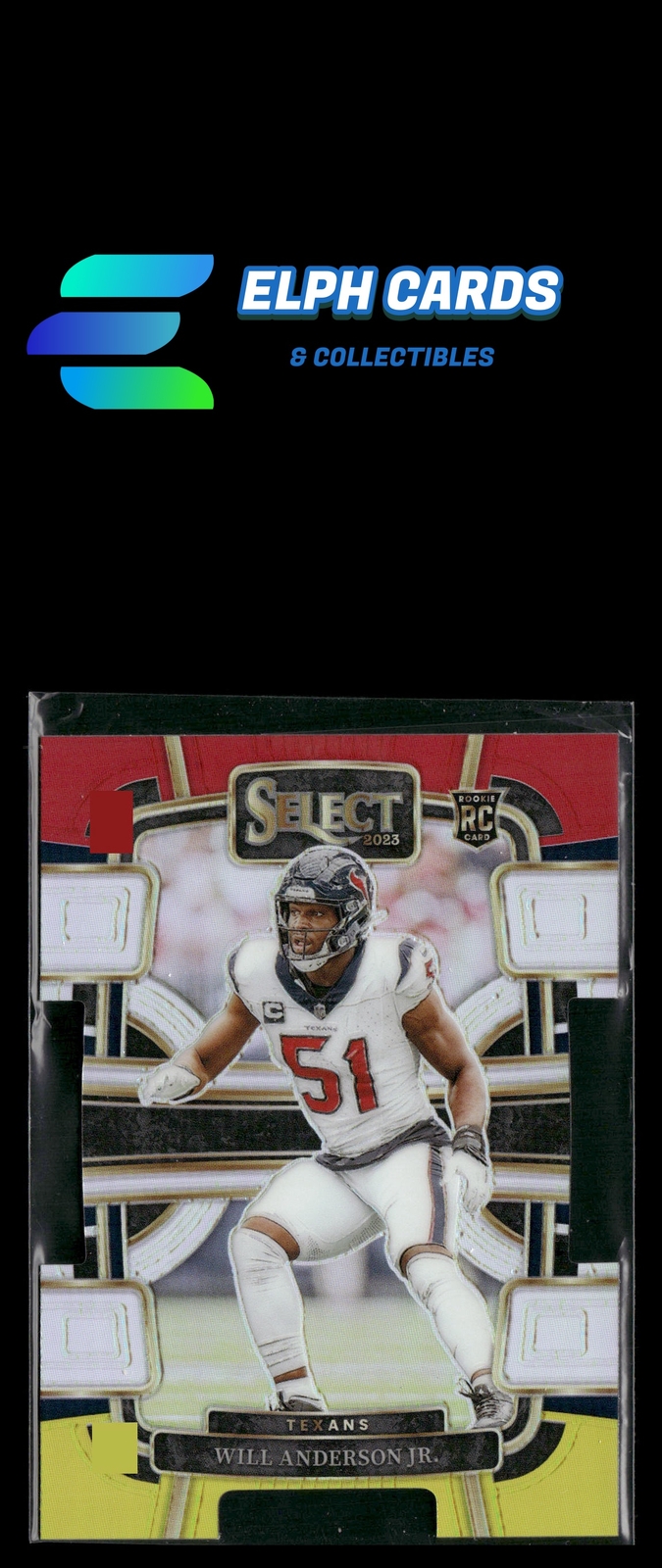 2023 Panini Select #40 Will Anderson Jr. Red and Yellow Prizms Die Cuts