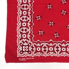 Vintage 80s 90s Red Floral Cotton Colorfast Bandana RN 14193