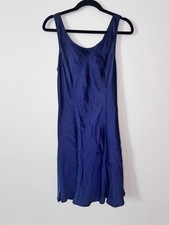 Vintage 90s/Y2K Victoria  s Secret 100 Silk Blue Slip Midi Dress Nightgown-M