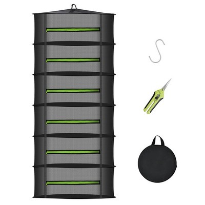 MEKOLIFE Herb Drying Rack with Mesh Design, Hanging 6 Layers, Green