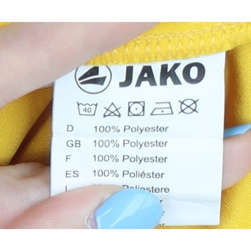 JAKO Boys Jersey T-Shirt Size 16 Years Yellow Solid Short Sleeve Activewear Logo image 4