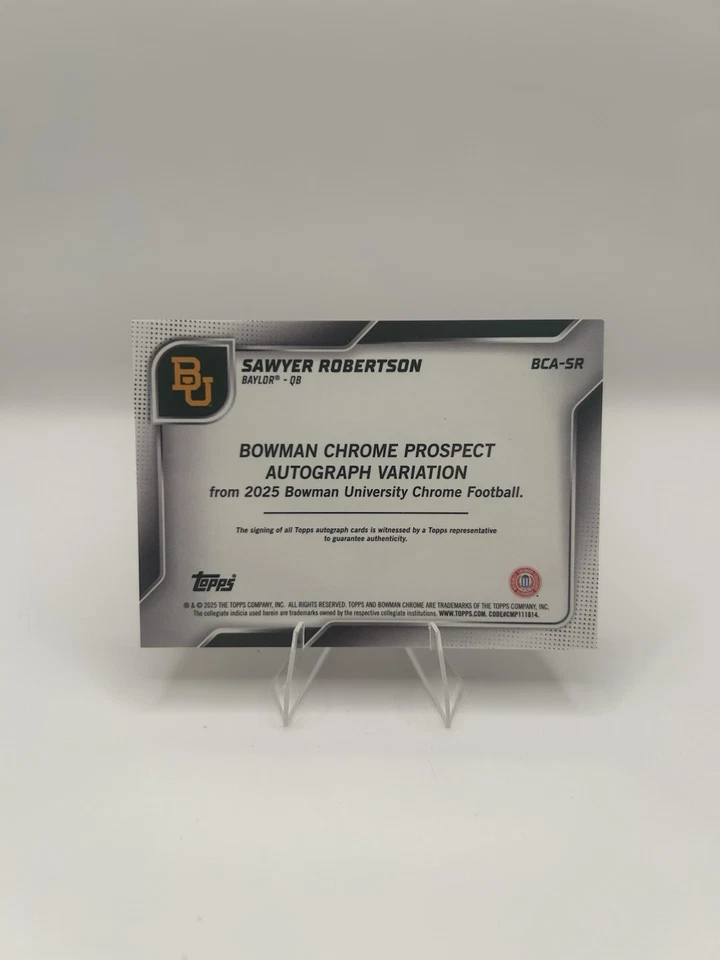 SAWYER ROBERTSON 2025 Bowman U Chrome True Orange Refractor Auto /25 Baylor - Image 2 of 2