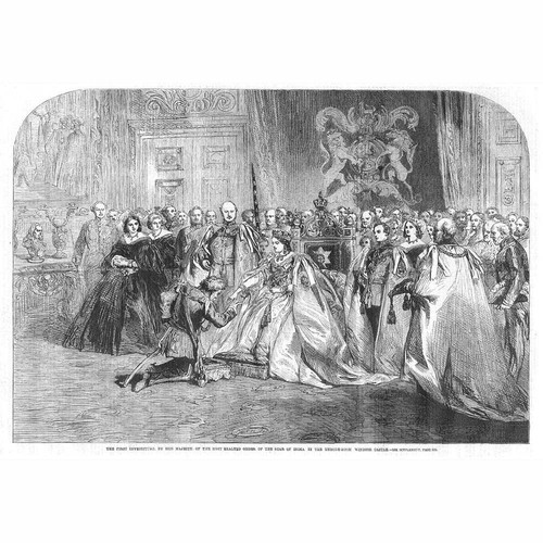 WINDSOR First Investiture of the Star of India by Her Majesty-Antique Print 1861