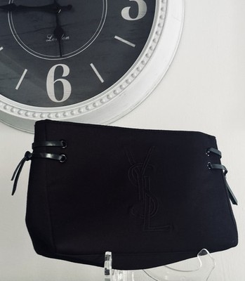 Yves Saint Laurent, Small Black Parfums Clutch, Cosmetic Zipper Pouch