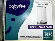 Babyfeel Diaper Pail Refill Bags 4 Pack Fits Dekor Classic Holds 1980 Diapers