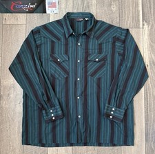 Vintage Corzini Western Pearl Snap Shirt Striped Mens 2XL USA Made Cowboy Rodeo