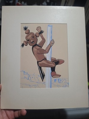 Vintage Screen Print Of Native American  Koyemsi- The Mud Head Clown Kachinas 6''