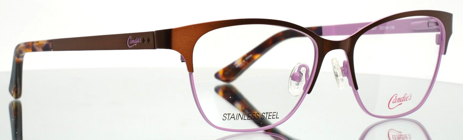 CANDIES CA0147 047 Brown Purple Womens Semi Cat Eye Eyeglasses 52-16-135 B:38