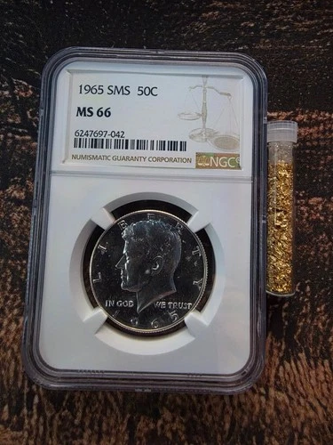 1965 Kennedy Half Dollar SMS 40% Silver NGC MS66 + FREE 24kt Gold Flake Vial