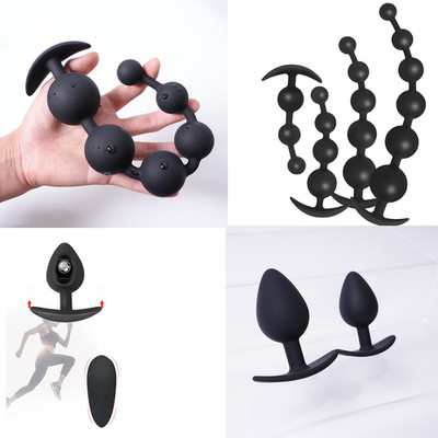 Male/Female Anchor-shaped Base Multi-Beads/Built-in ball beads Plug Silicone
