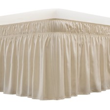 Wrap Around Bed Skirt Three Fabric Sides Elastic Dust Ruffled 16 Inch Tailore...