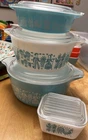 Pyrex Amish Butterprint Turquoise Casserole Set 471 474, 475 w/Lids & 501 w/Lid