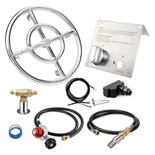 12"Fire Pit Ring Burner Kit Stainless Steel Propane Gas Firepit with Spark