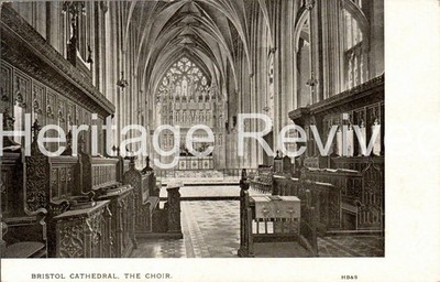 ANTIKE BRISTOL KATHEDRALE DER CHOR GOTISCHE ARCHITEKTUR INNENRAUM UNGETEILTE RÜCKSEITE