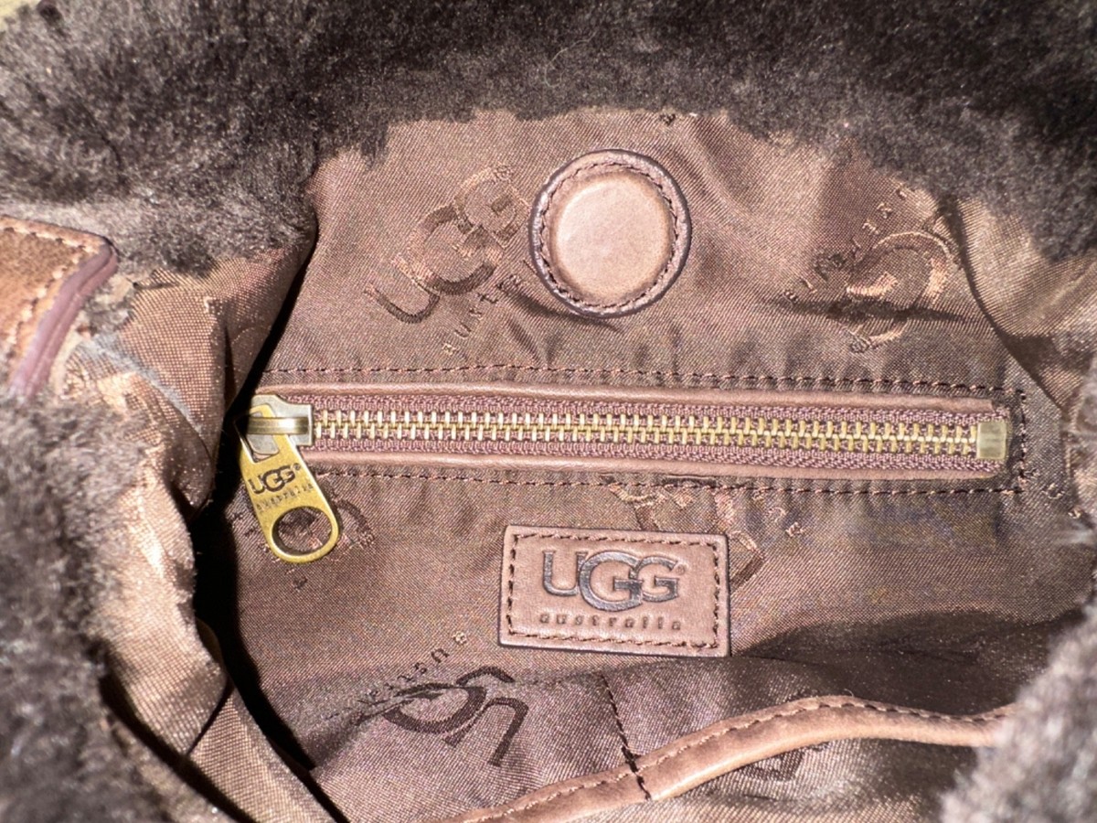 Y2K UGG Australia brown shearling lined suede crossbody purse