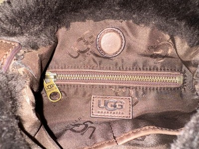 Y2K UGG Australia brown shearling lined suede crossbody purse