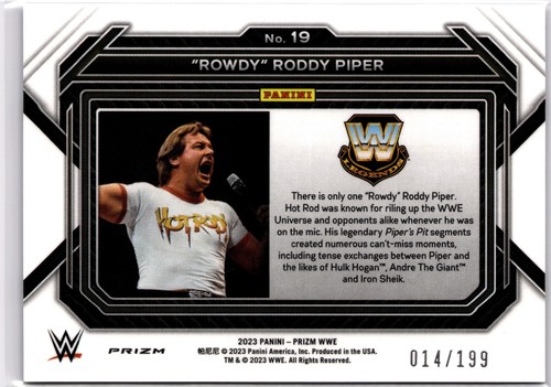Rowdy Roddy Piper 2023 Panini Prizm Premium Pandora Prizm WWE #19 WWE #014/199 - Picture 2 of 2