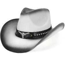 Cowboy Hat,Cowgirl Hat,Western Cowboy Hats for One Size Black White Color