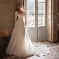 Glitter Beads A-line Tulle Wedding Dress Woman Bride Charming 3D Flower Sequin
