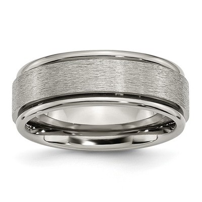 Chisel Titanium Brushed Center 8mm Ridged Edge Band TB43