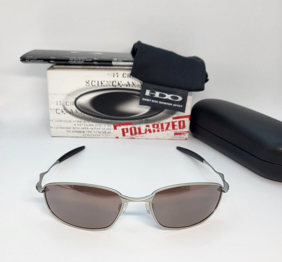 New OAKLEY WHISKER 1.0 SILVER / OO BLACK POLARIZED Sunglasses 26