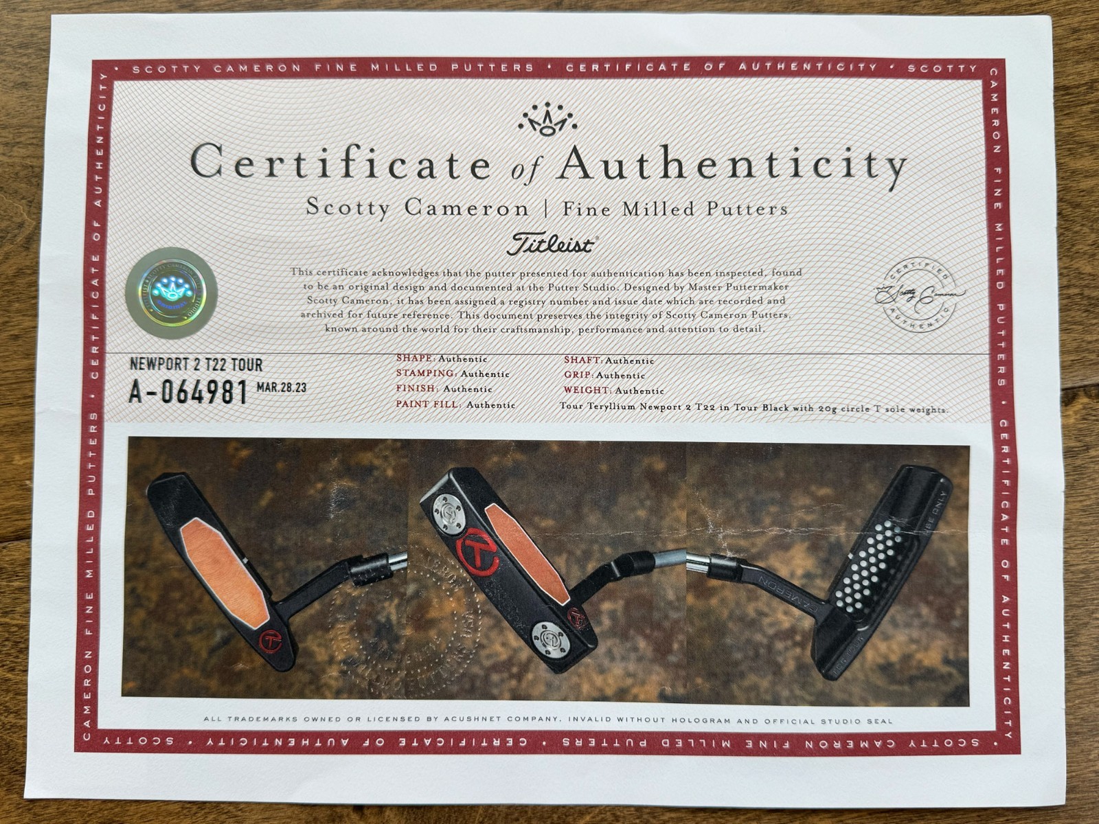 A064981, the certificate in an eBay listing's photos