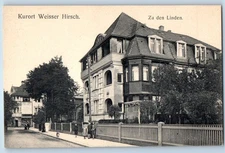 Dresden Germany Postcard Spa resort Weisser Hirsch At the Linden Trees c1910