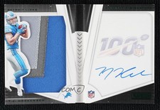 2019 Panini Playbook Rookie Jersey Green 1/25 TJ Hockenson #221 Auto 4at