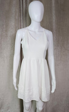 Charlotte Russe Juniors Small White Lace Trim Skater Dress Strappy Cross Back