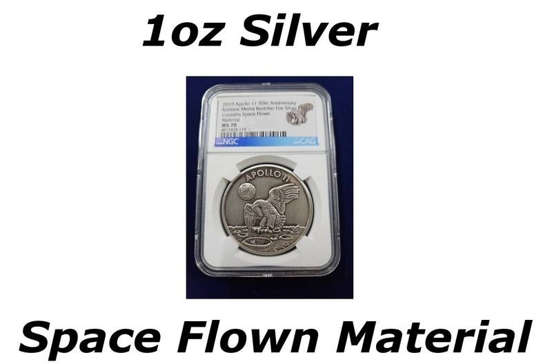 Space Flown Material 2019 Apollo 11 1oz Silver Robbins Medal NGC MS70