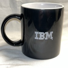 IBM Mug E-Business Computers Technology Black Glazed Ceramic 12 Oz