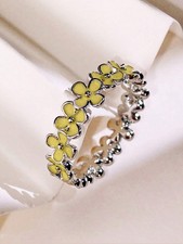Yellow Floral Enamel Ring For Women Size 5 6 7 8 9 10 11 12 Gift