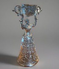 "De colección Plateado Novia Dama Boda Copa Cáliz Columpio Piedra Rosa 7"" H"