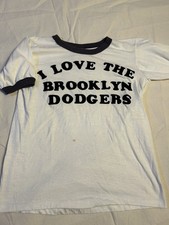 VTG I Love Brooklyn Dodgers T-shirt Med Made In USA Single Stitch 80s Ringer B11