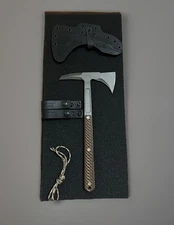 RMJ Tactical Kestrel Feather Tomahawk Tungsten Cerakote 80CRV2 Steel Hyena Brown