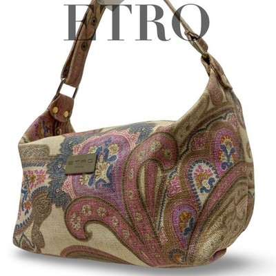 Etro Paisley Canvas Handbag Vanity Pouch Multi-Color Women's Bag Japan