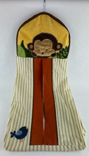 Vintage Diaper Stacker Monkey Blue Bird Pattern Stripes