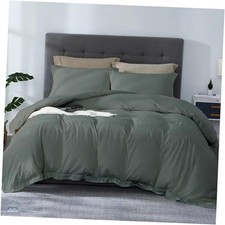 100 Cotton Duvet Cover Set   Queen Size, Fits Queen 90" x 90" Dark Grey Solid