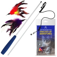 2 Feather Wand CAT Toy, RED and Purple