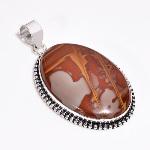 Noreena Jasper Vintage Handmade Jewelry 925 Sterling Silver Pendant 2.3" GSR3661