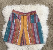 Gitano Vintage 90's Southwestern Striped DENIM High Rise Shorts Size 3/4