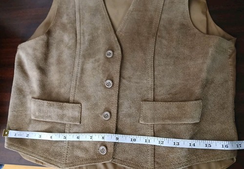 Foxmoor Vintage Vest Genuine Leather Suede Button Front Hippie 70s Cropped Boho - Picture 11 of 14