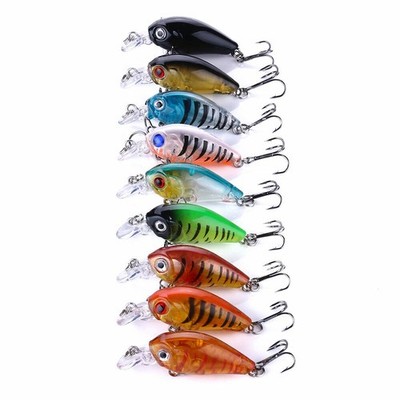 9PCS Lot Crankbaits 4.5cm/4g Minnow Fishing Lures Hooks Tackle Hard Bait Wobbler