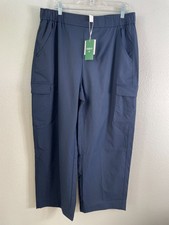 NEW Halara Womens XL Navy Cargo Pants Elastic Waist Pull On Wide Leg