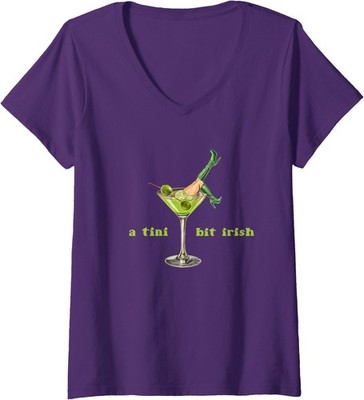 A Tiny Bit Irish Lucky Irish St Patricks Day Cocktail Ladies' V-Neck Tshirt