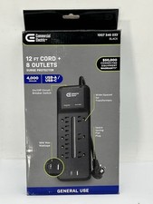 Commercial Electric 8-Outlet Surge Protector 12ft  Braided Cord w/ USB  USB-C