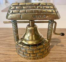 I Wish You Well Lucky Well With Bell Solid Brass Desktop Ornament 9.5cm Vintage